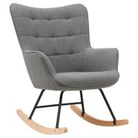 Schaukelstuhl mit Armlehnen Richie Echtholz/Webstoff Grau - Buchefarben/Schwarz, MODERN, Holz/Textil (72/92/92cm) - MID.YOU
