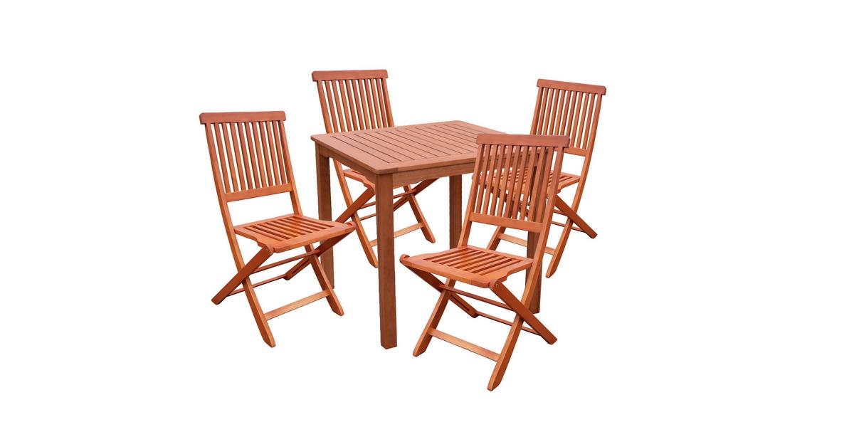 Gartenmöbel Set 5-Teilig Angwin/Pittsburgh Eukalyptus - Eukalyptusholzfarben, Basics, Holz - Gardenson