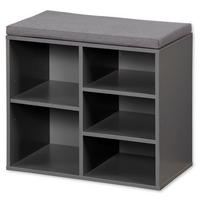 Schuhschrank Grau B: 29,5 cm Textil/Holz Mit Sitzkissen - Grau, Basics, Holzwerkstoff/Textil (29,50/48/51,50cm) - Kesper