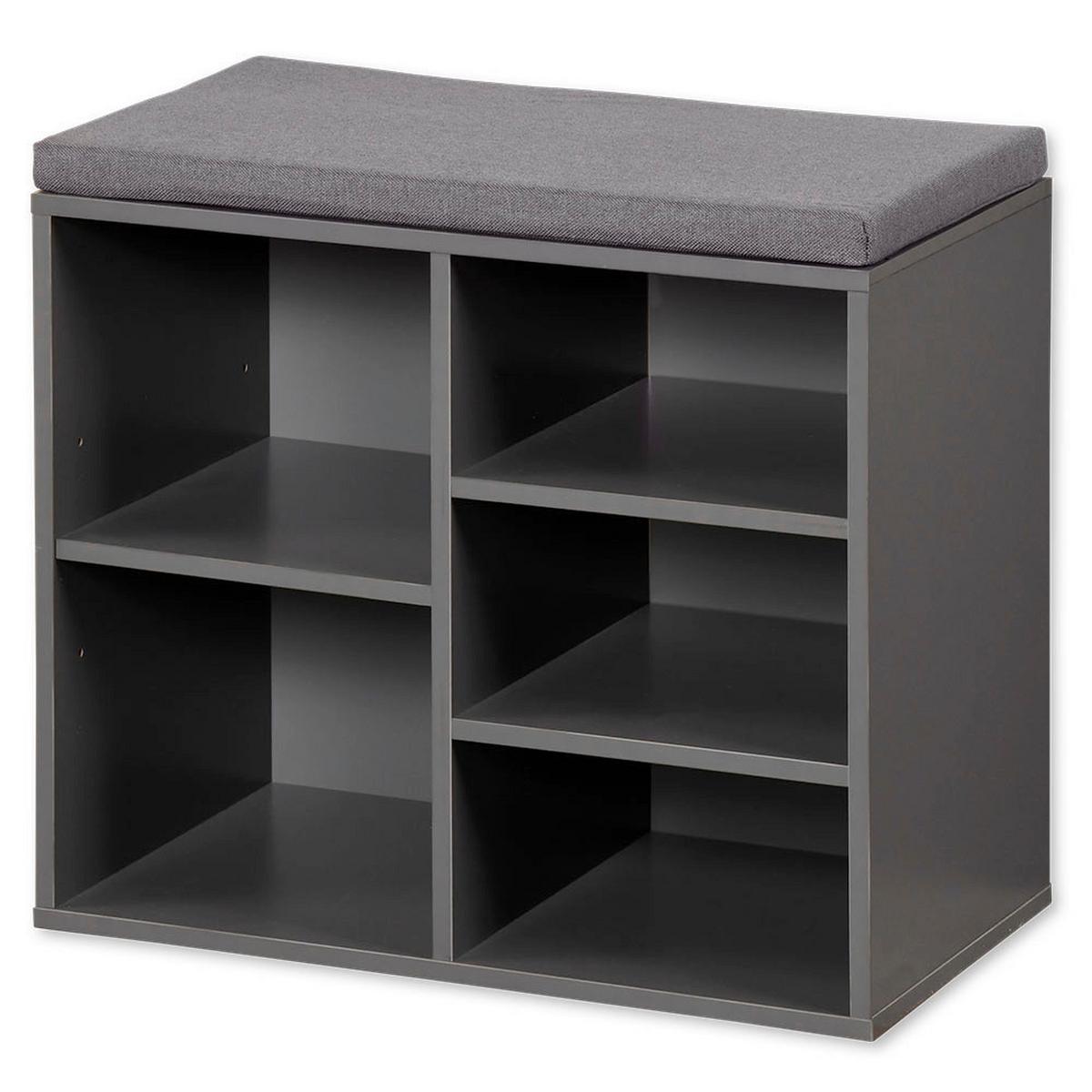 Schuhschrank Grau B: 29,5 cm Textil/Holz Mit Sitzkissen - Grau, Basics, Holzwerkstoff/Textil (29,50/48/51,50cm) - Kesper