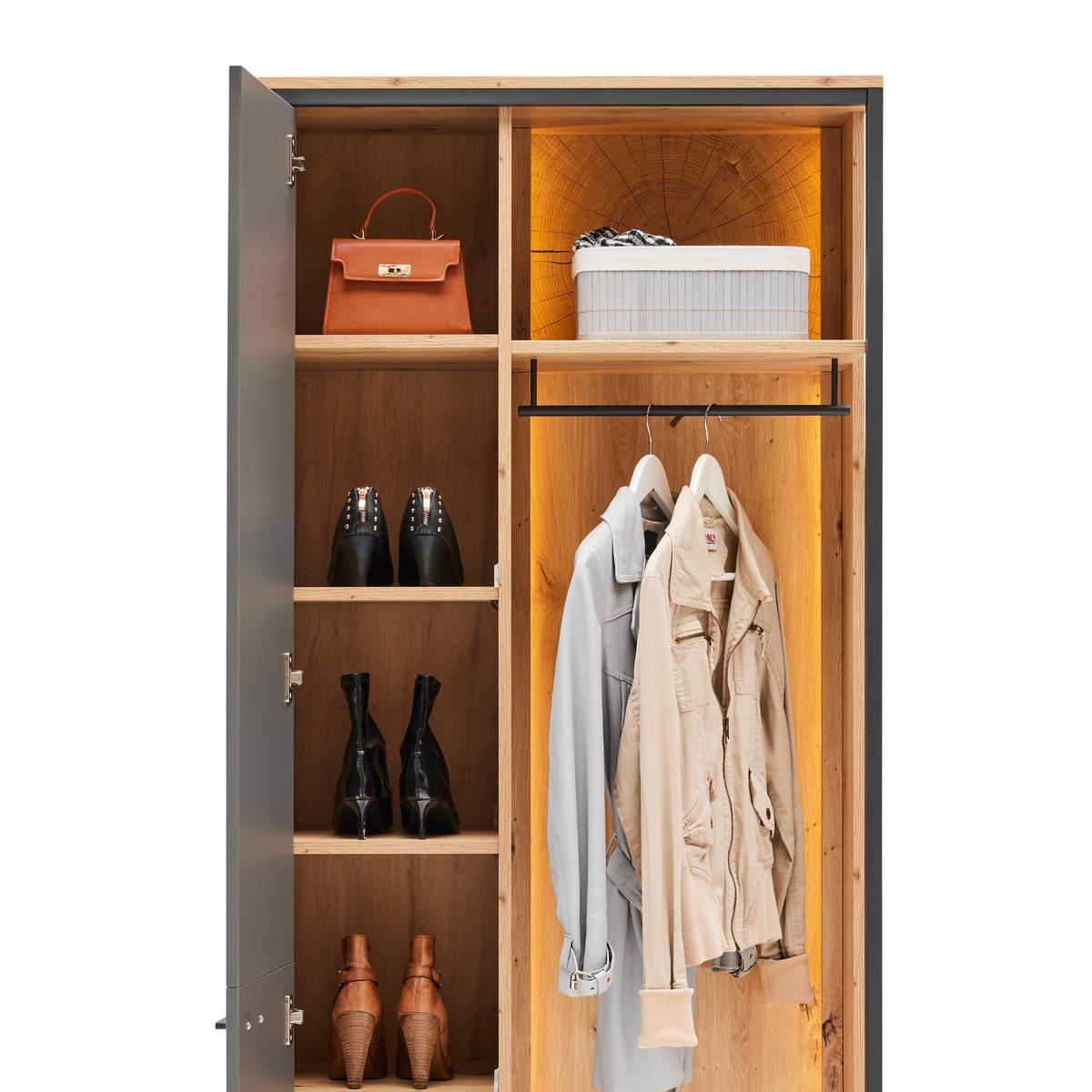 PREDSIEŇOVÁ SKRIŇA FLORENZ -EXKLUSIV- - čierna/sivá, Modern, kov/kompozitné drevo (79/196,2/37,3cm) - Premium Living