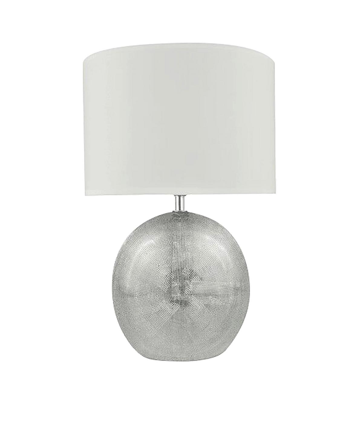 STOLNÁ LAMPA ILIAS - biela/strieborná, Modern, kov/textil (24/37cm) - Mömax