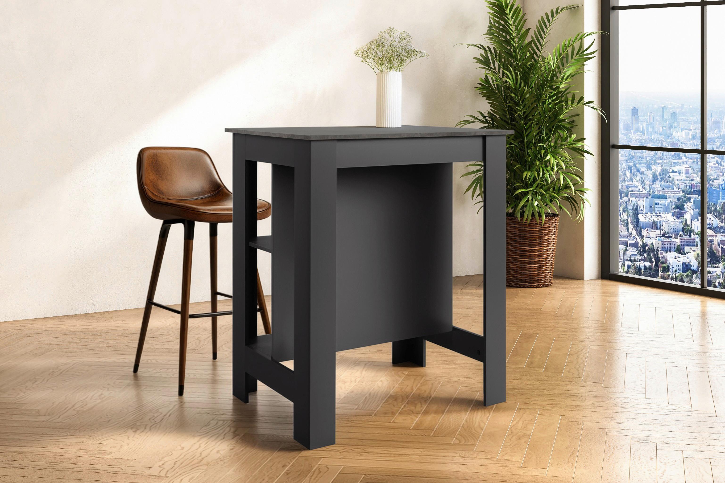 Bartisch Atlanta Anthrazit Dekor, B: 92 Cm - Schieferfarben/Anthrazit, Basics, Holzwerkstoff (92/106/68cm)