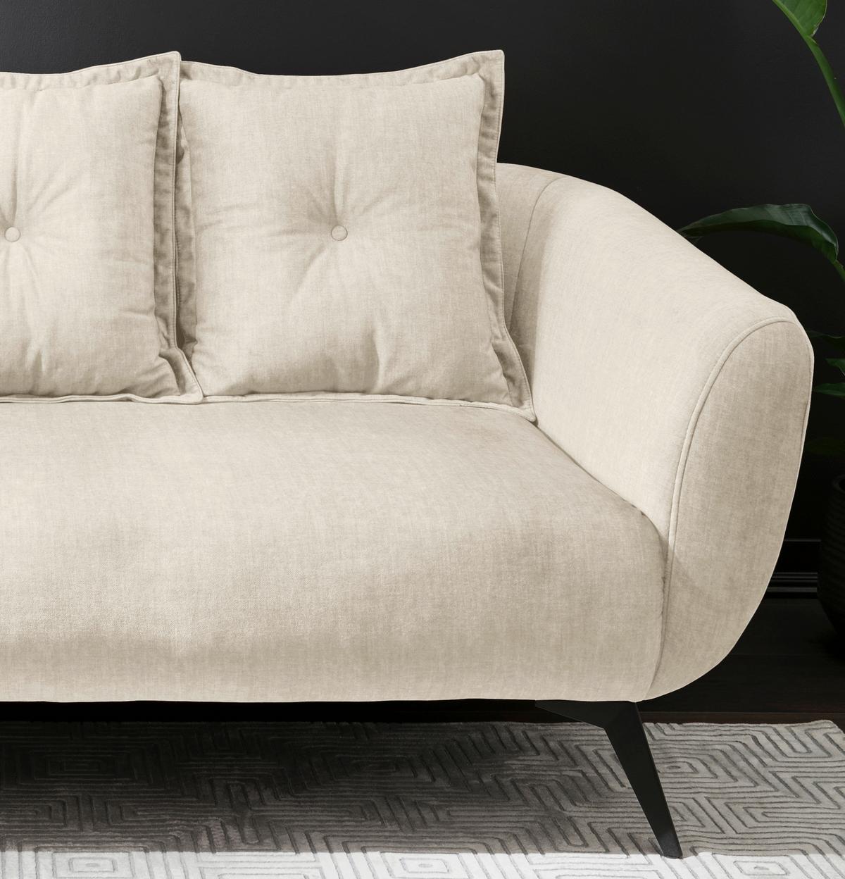 2,5-sitzer-sofa Baggio Beige, Schwarz, B: 196 Cm - Beige/Schwarz, MODERN, Textil (196/94/103cm) - Livetastic