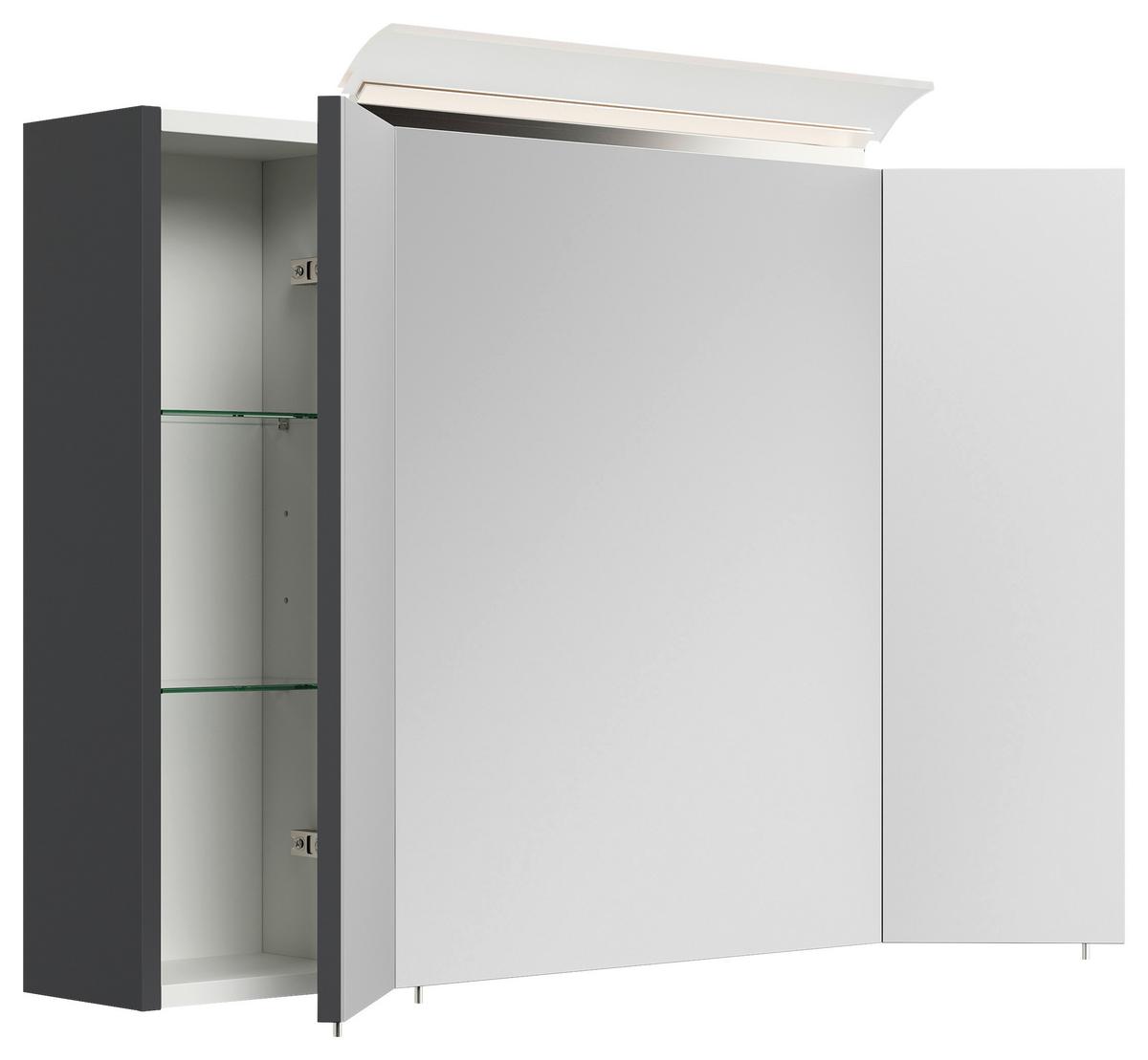 Spiegelschrank Graphitfarben B: 90 cm - Graphitfarben, MODERN, Glas/Holzwerkstoff (90/62/17cm) - MID.YOU