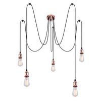 Hängeleuchte Globe H: 200 cm 5-Flammig, Kupferfarben - Kupferfarben, Basics, Textil/Metall (11,7/200cm) - Globo