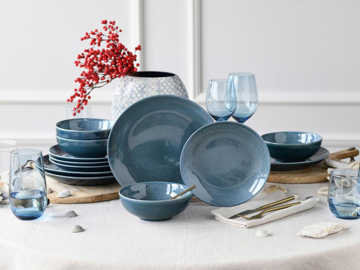 JEDÁLENSKÝ SERVIS REACTIVE BLUE - modrá, keramika - Creatable