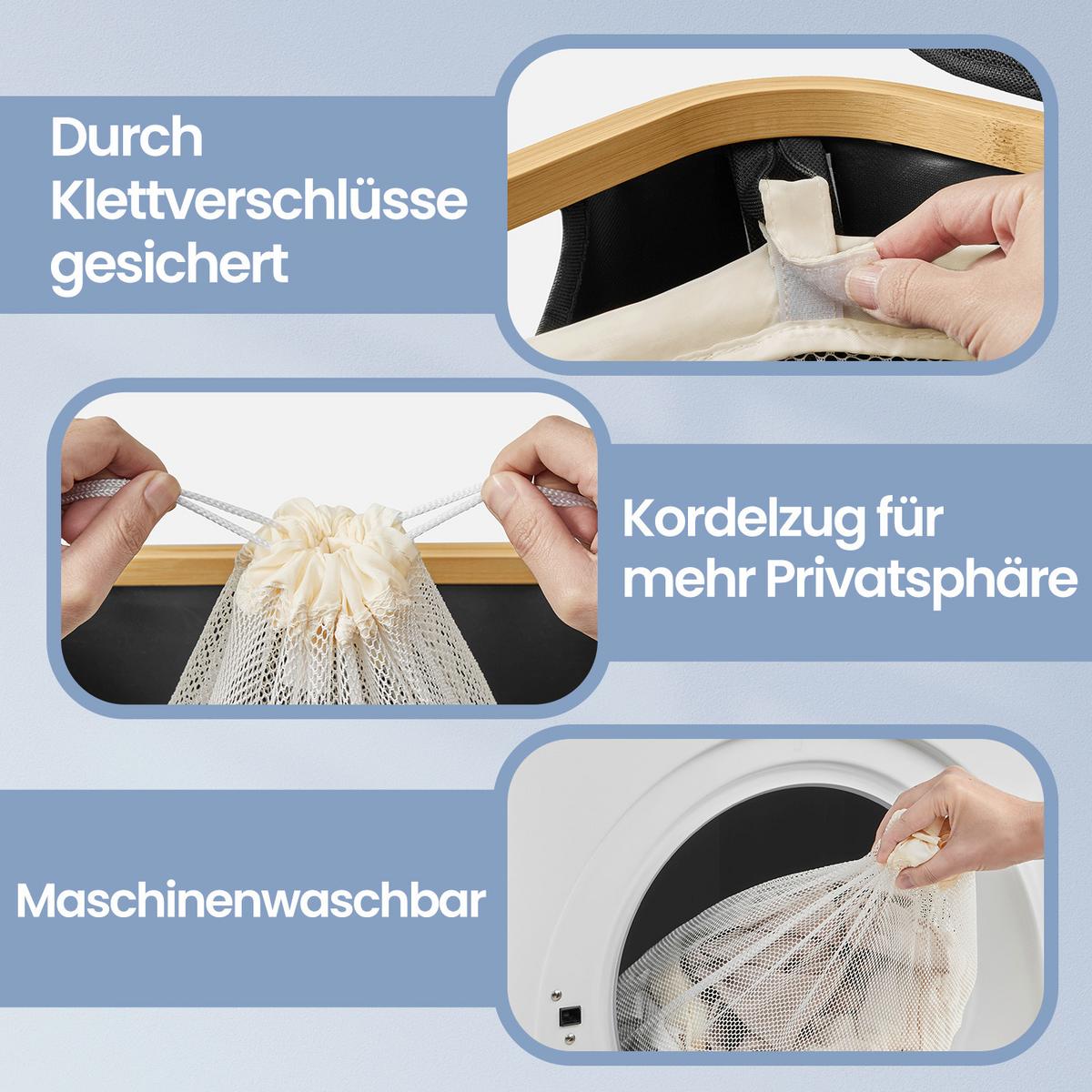 Wäschekorb Schwarz B: 52 cm - Schwarz, Basics, Naturmaterialien/Textil (52/70.5/38.5cm)