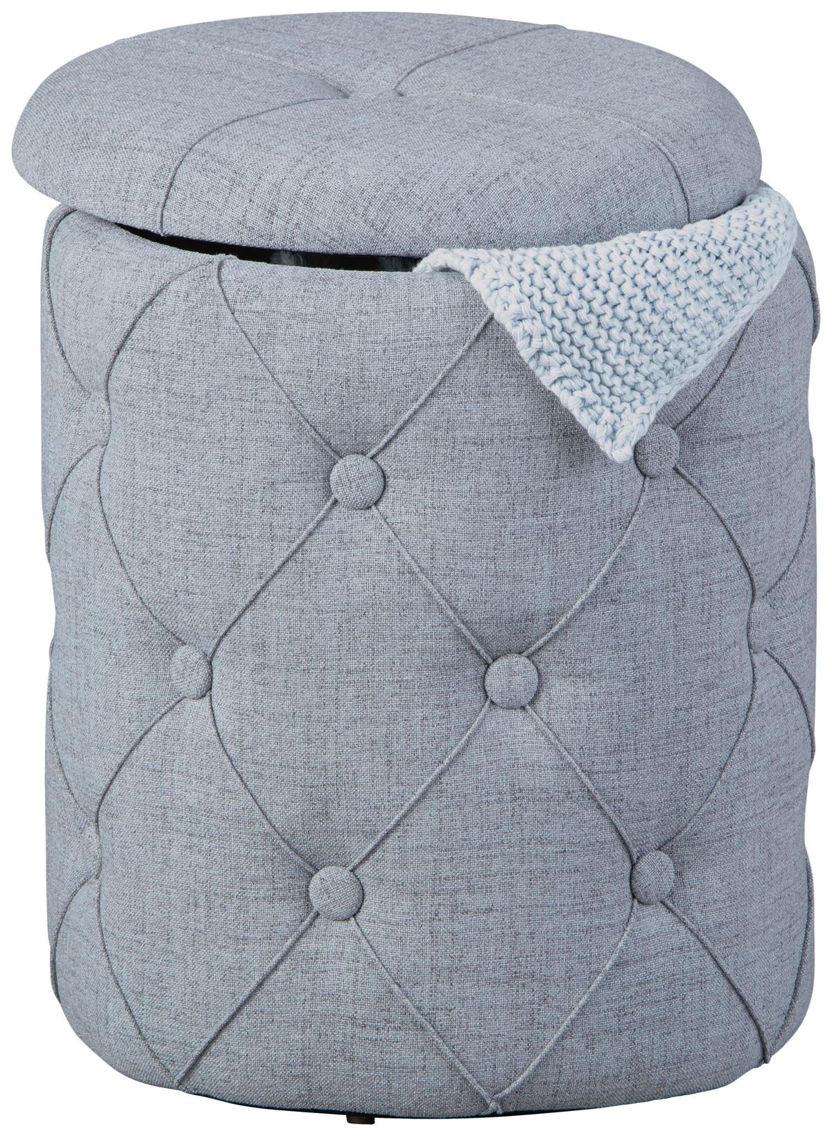 Hocker mit Stauraum Yapak Webstoff Grau H: 40 cm Rund - Grau, KONVENTIONELL, Holzwerkstoff/Kunststoff (34/40/34cm) - MID.YOU