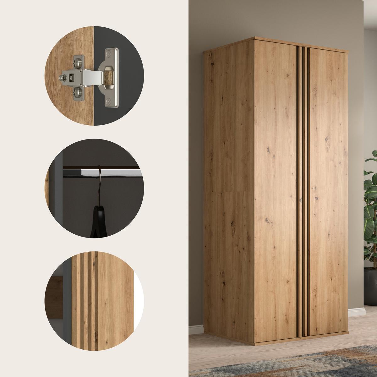 DREHTÜRENSCHRANK Tofta Eiche Dekor B: 160cm - Eiche Artisan, ROMANTIK / LANDHAUS, Holzwerkstoff (160/190/56cm) - Livetastic