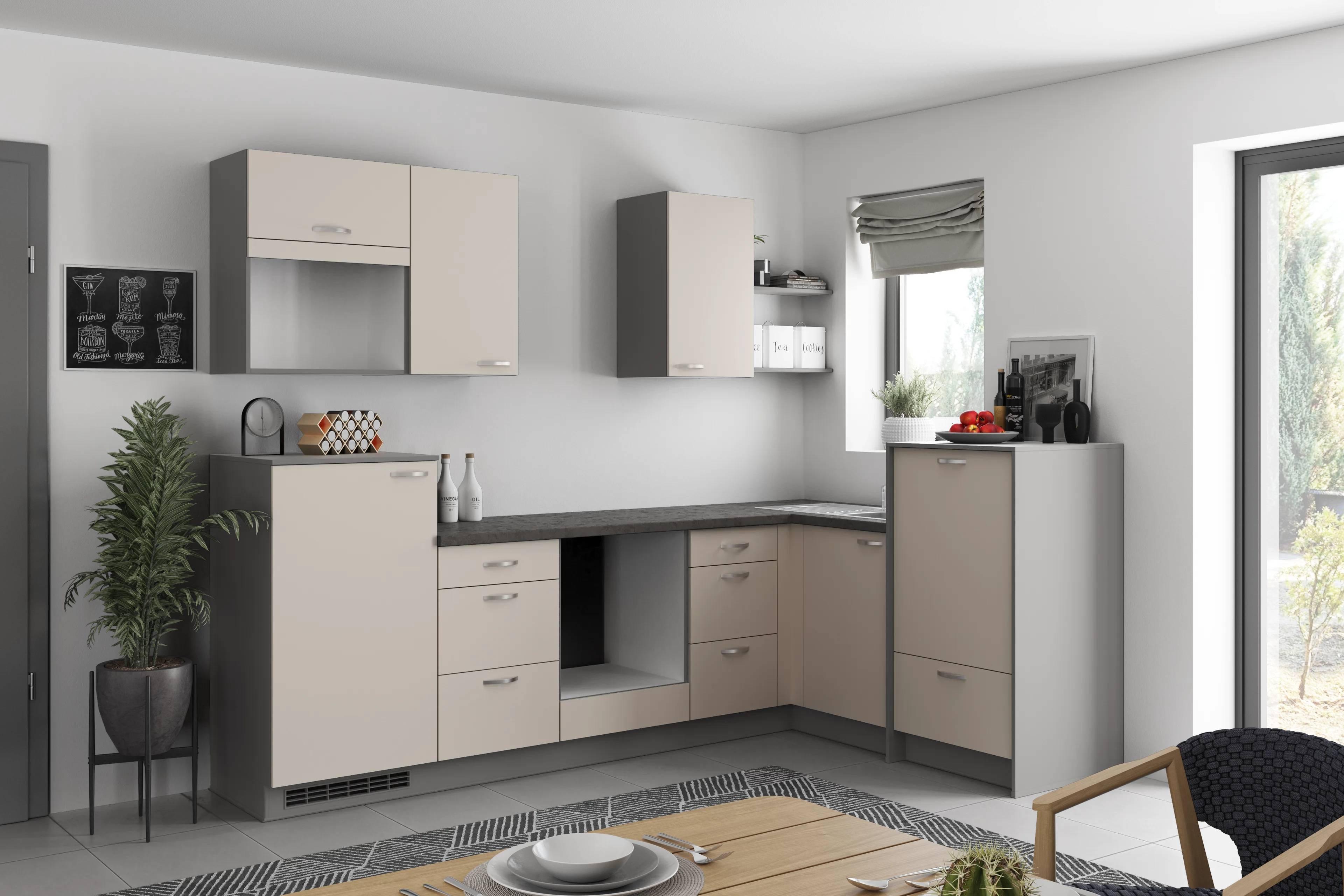 Eckküche Win - Anthrazit/Creme, MODERN, Holzwerkstoff (280/178cm) - Express