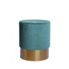 Hocker: Nano Samt Petrol/Goldfarben H: 42 cm - Goldfarben/Petrol, Basics, Holz/Holzwerkstoff (35/42cm) - Kayoom