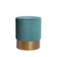 Hocker: Nano Samt Petrol/Goldfarben H: 42 cm - Goldfarben/Petrol, Basics, Holz/Holzwerkstoff (35/42cm) - Kayoom