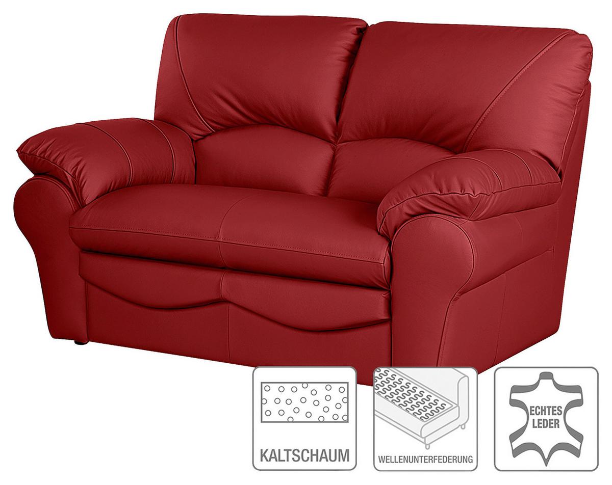 2-Sitzer-Sofa Oslo Rot B: 150 cm - Rot/Schwarz, Design, Leder (150/92/85cm) - Livetastic