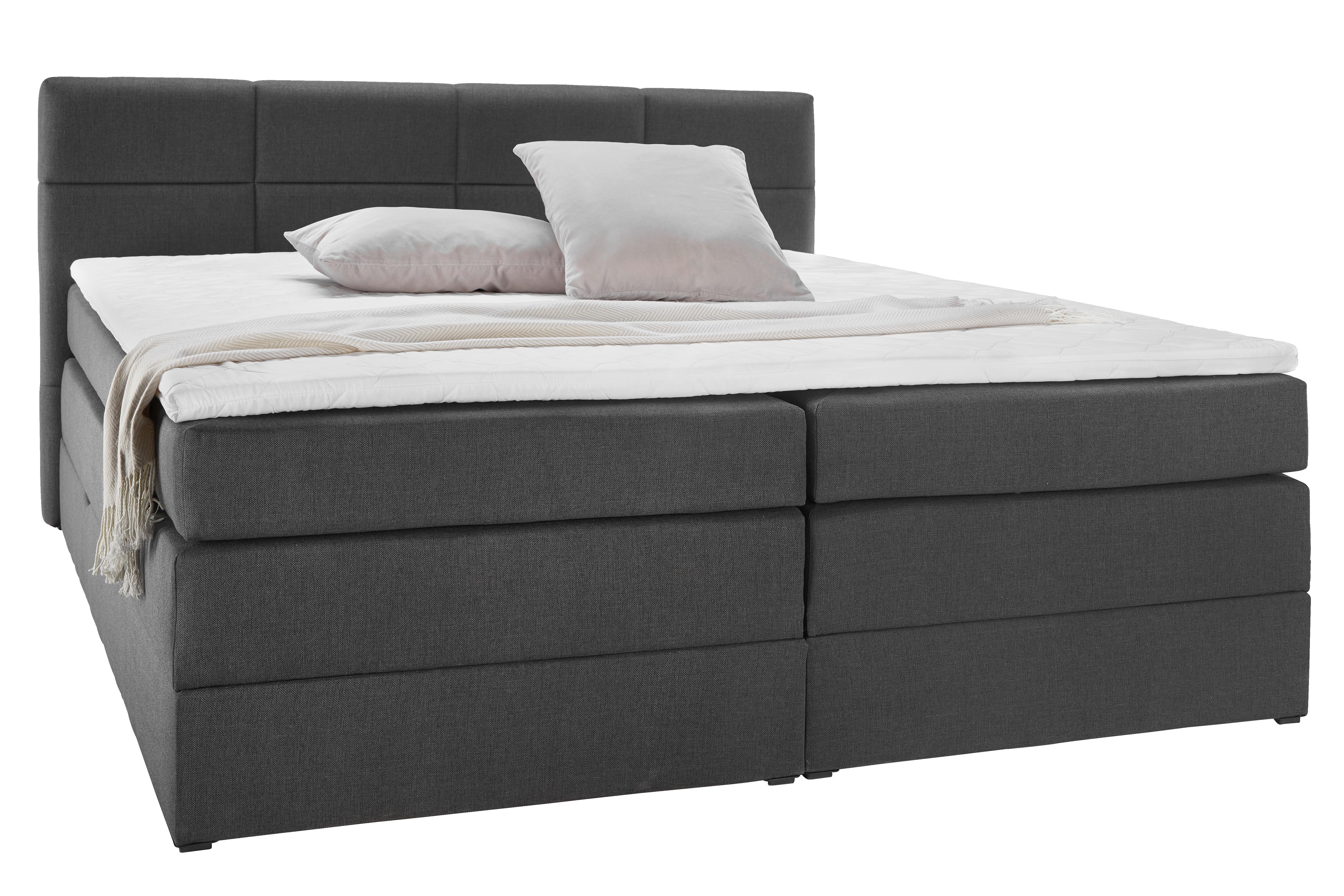 Čalúnená boxspring posteľ Greta, 180x200, tmavosivá - tmavosivá, Modern, drevo/kompozitné drevo (180/200cm) - Bessagi Home