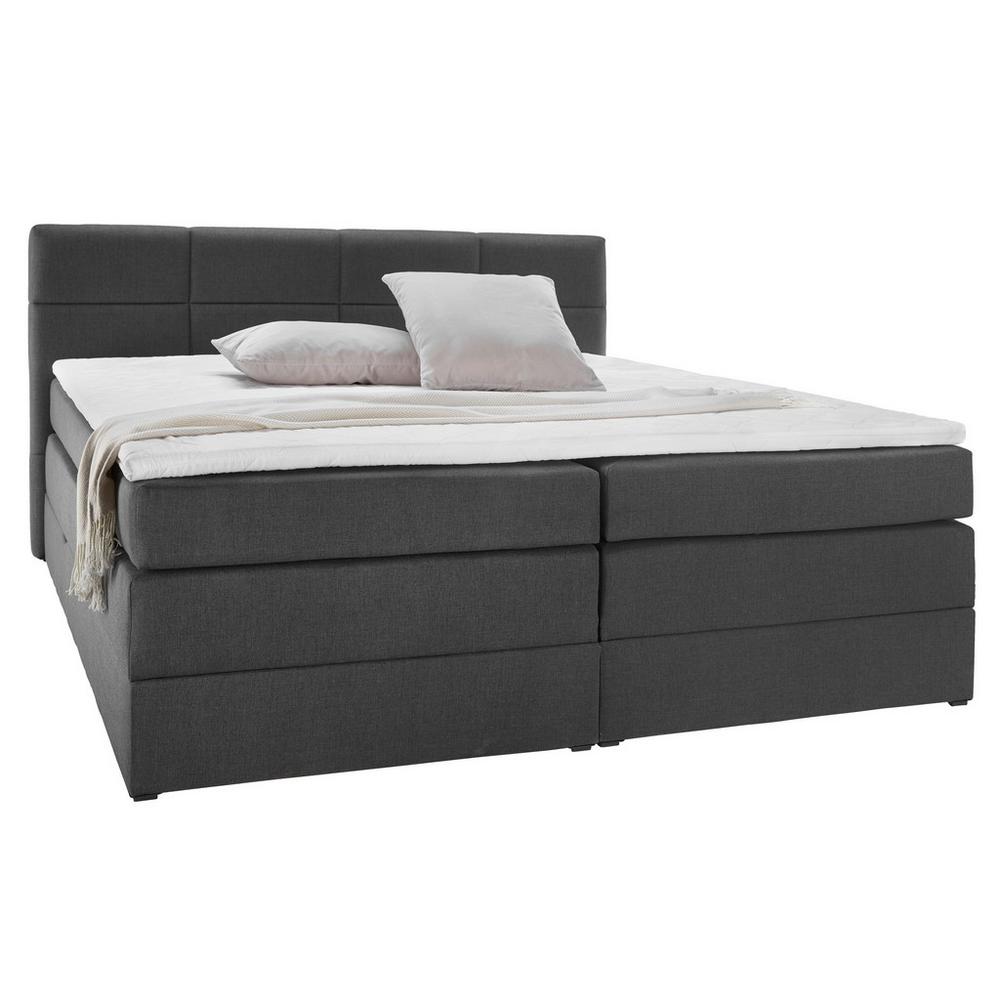Čalouněná Boxspring postel Greta, tmavě šedá, 180x200