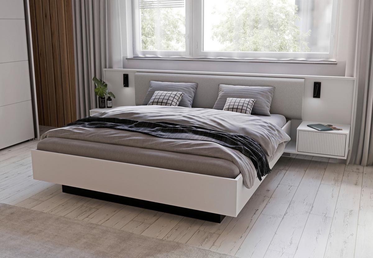 POSTELOVÁ SESTAVA NEKTARIUS - světle šedá, Moderní, kompozitní dřevo (309,2/92,9/213,3cm)