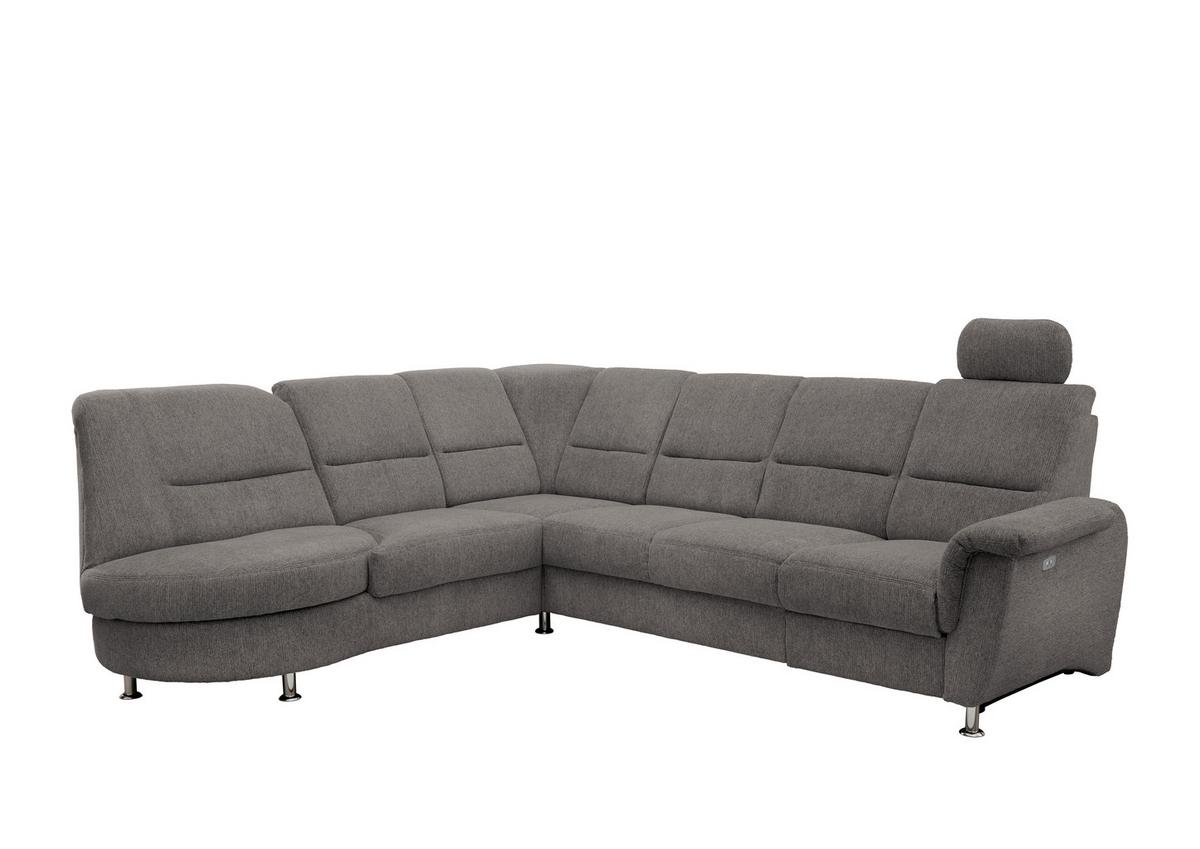 Ecksofa mit Relaxfunktion Parole Graubraun Chenille - Chromfarben/Graubraun, MODERN, Textil (236/275cm) - Livetastic
