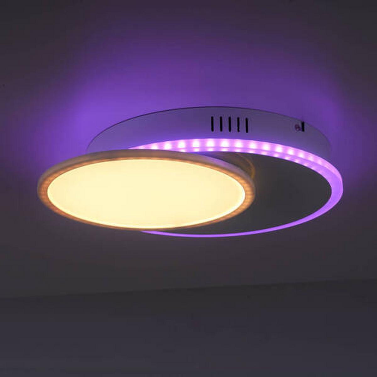 LED-Deckenleuchte Arenda L: 45 cm dimmbar mit Farbwechsler - Weiß, Design, Kunststoff/Metall (45/33/7,5cm)