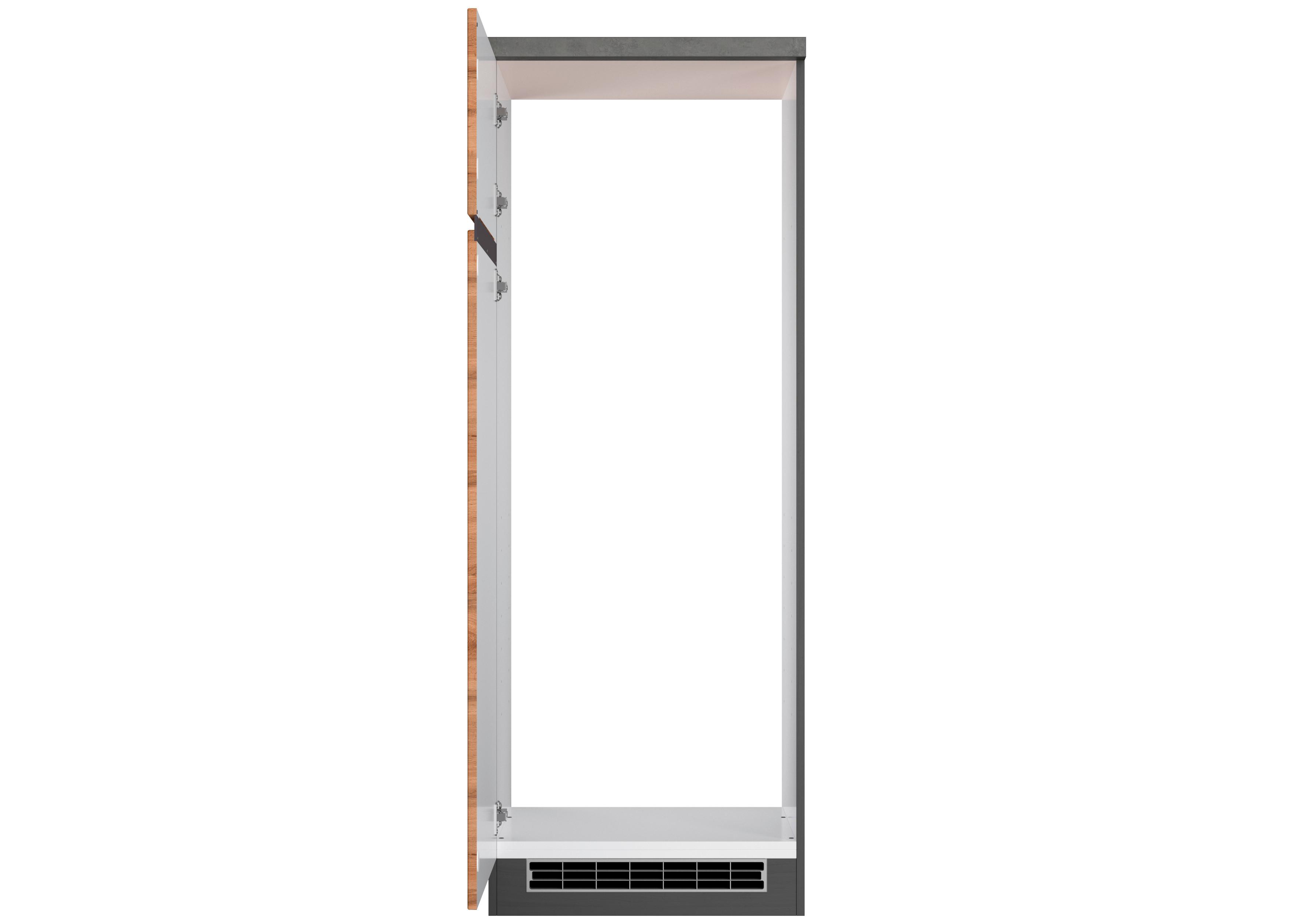 Kühlschrank-Umbauschrank Turin 60 cm Graphitfarben/Eiche - Eiche Wotan/Graphitfarben, Design, Holzwerkstoff (60/166/60cm) - Held