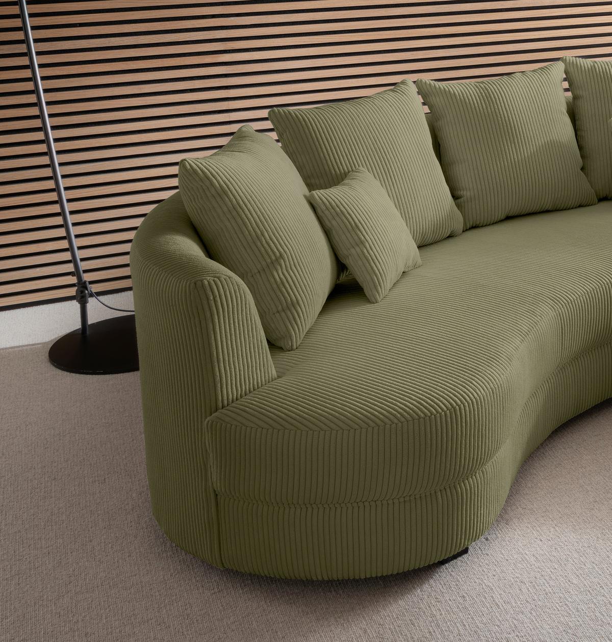 Wohnlandschaft Limoncello Olivgrün S: 300x160 cm - Schwarz/Olivgrün, Design, Textil (300/160cm) - Livetastic