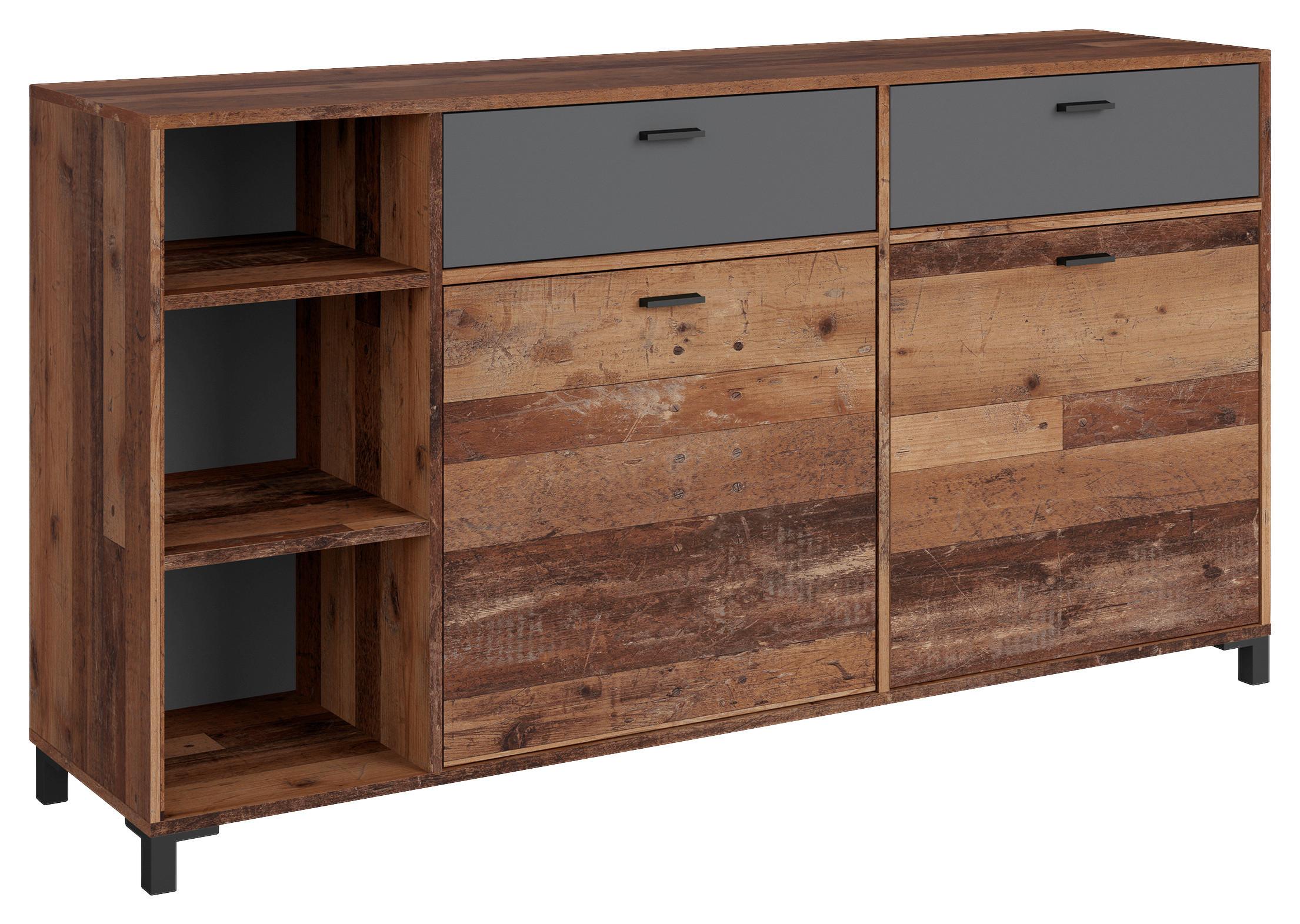 Sideboard 160 Cm Jackson Anthrazit/braun - Anthrazit/Schwarz, Design, Holzwerkstoff (160/85/40cm) - MID.YOU