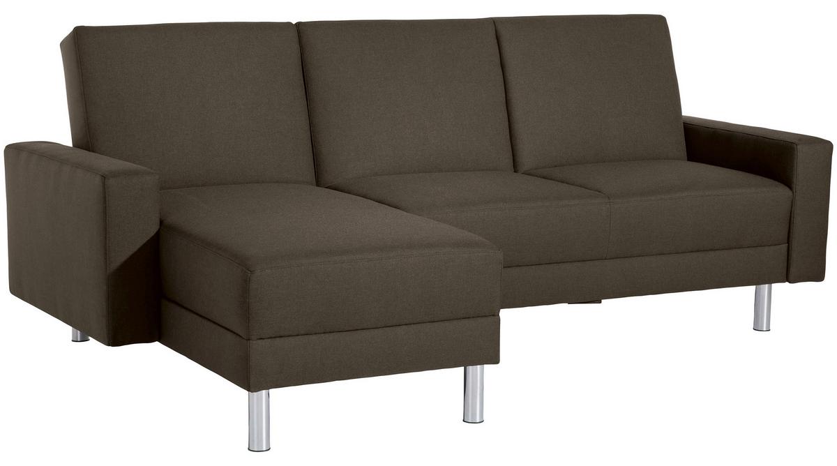 Ecksofa mit Schlaffunktion Just Fashion Braun - Chromfarben/Braun, KONVENTIONELL, Textil (152/230cm) - Max Winzer