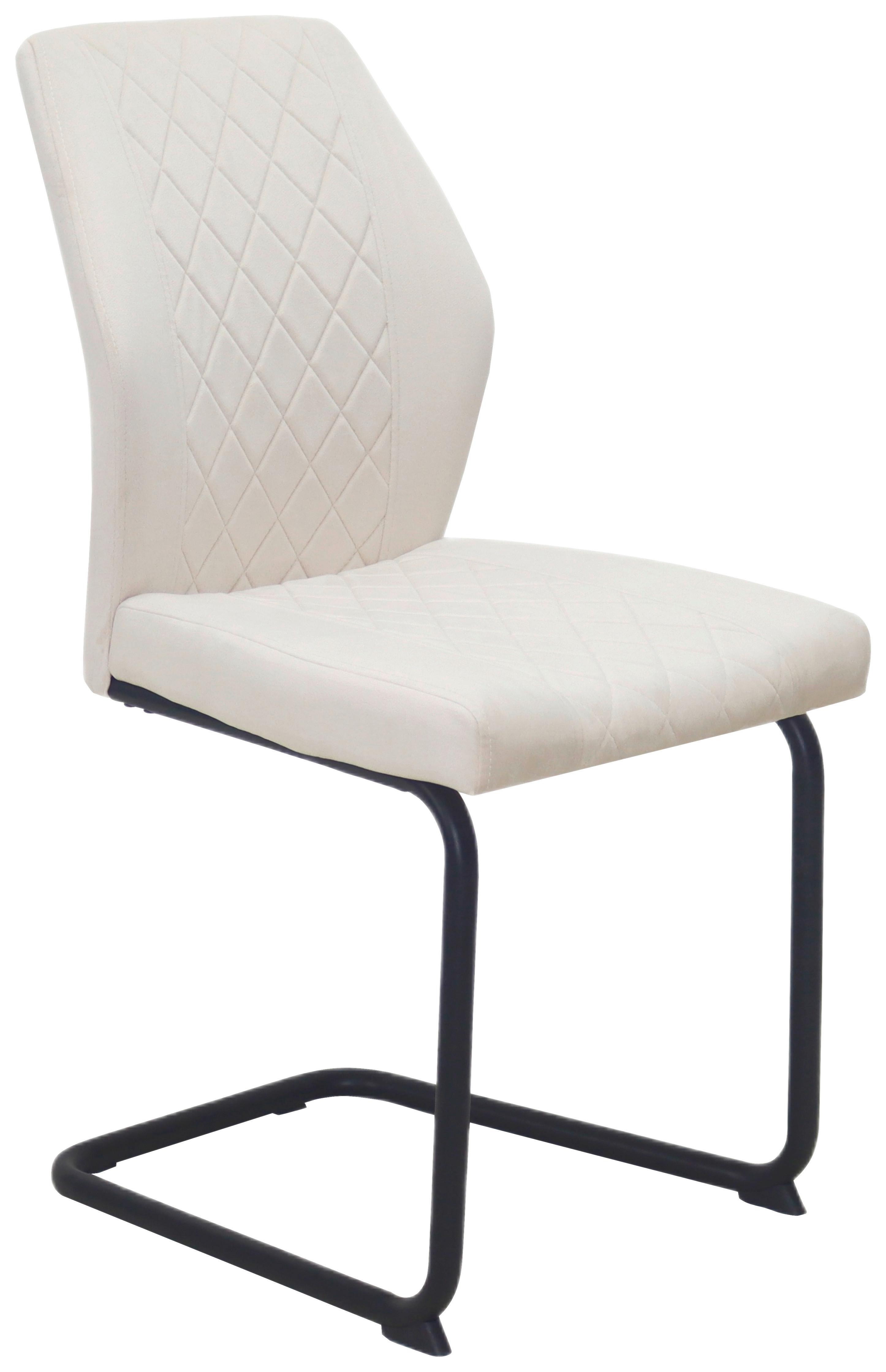 Stuhl Nina Velours Beige, B: 49 Cm - Beige/Schwarz, MODERN, Textil/Metall (49/90/60cm)