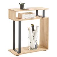 Konzolový stůl dub masiv LUCIO - černá/barvy dubu, Natur, kov/dřevo (80/35/92cm) - MID.YOU