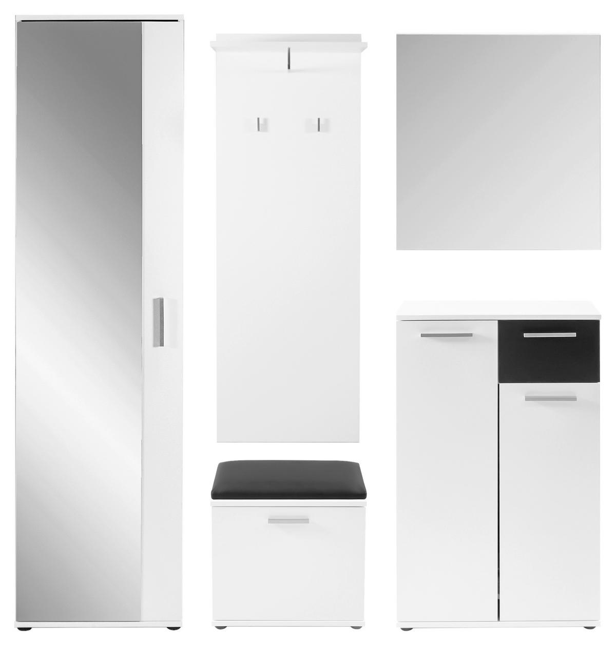 Garderobe Jakob Schwarz/weiß B: 49 Cm - Schwarz/Weiß, Design, Glas/Holzwerkstoff (49/196/30cm) - MID.YOU