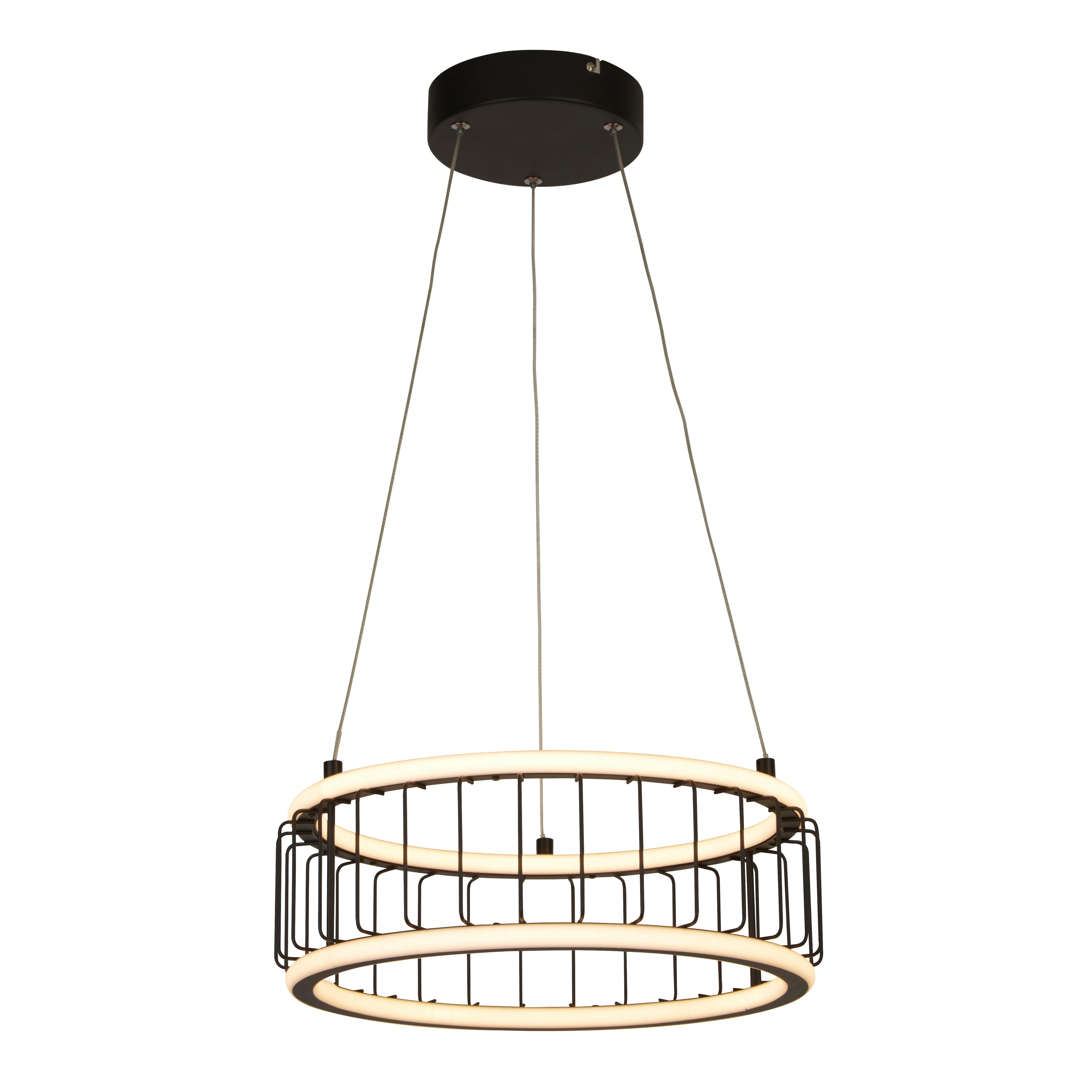 LED-Hängeleuchte Circolo 54213-1bk - Schwarz, Design, Kunststoff/Metall (38/150cm)