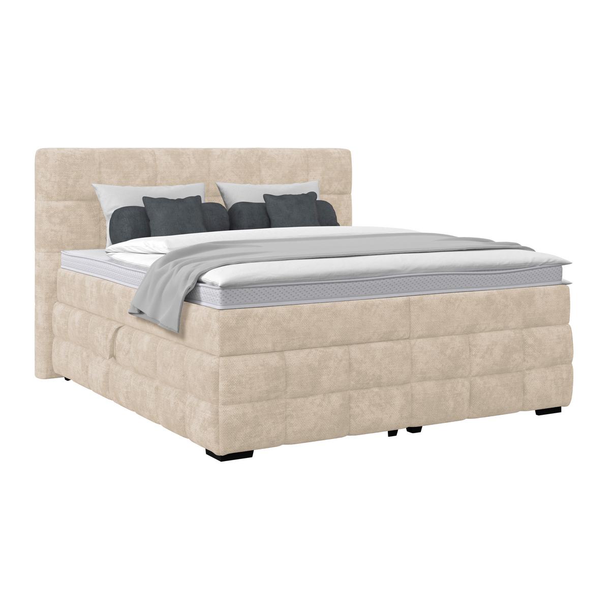 Čalouněná postel VEGA 180x200 cm, bílá - bílá/černá, Trend, dřevo/textil (180/200cm)