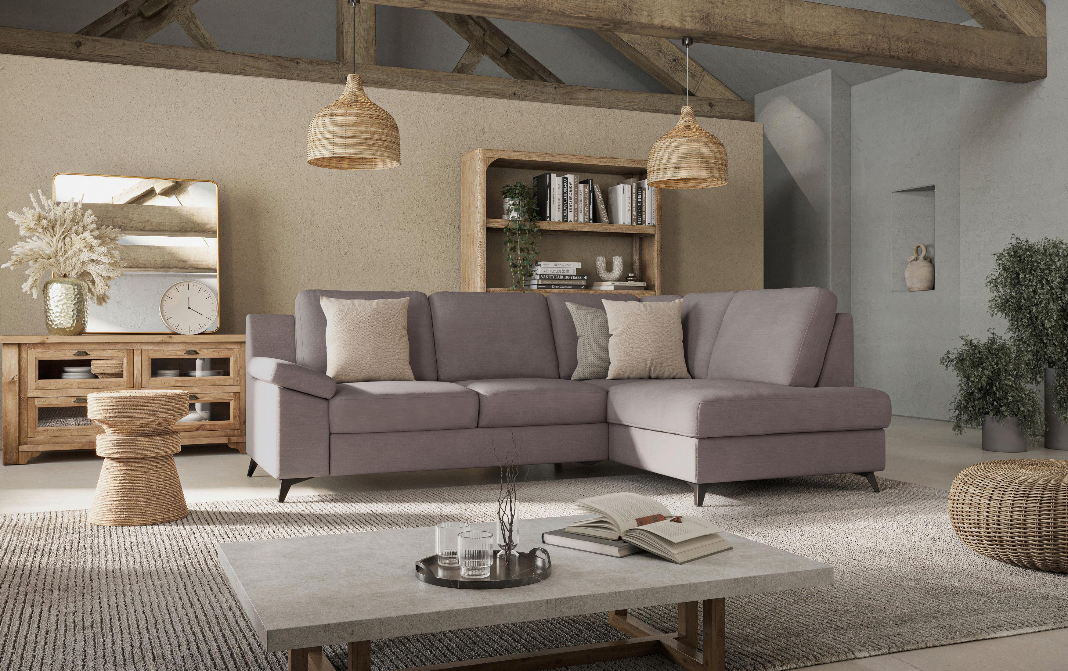 Ecksofa Boom, Taupe S: 242x170 Cm - Taupe/Schwarz, KONVENTIONELL, Textil (242/170cm) - Cotta