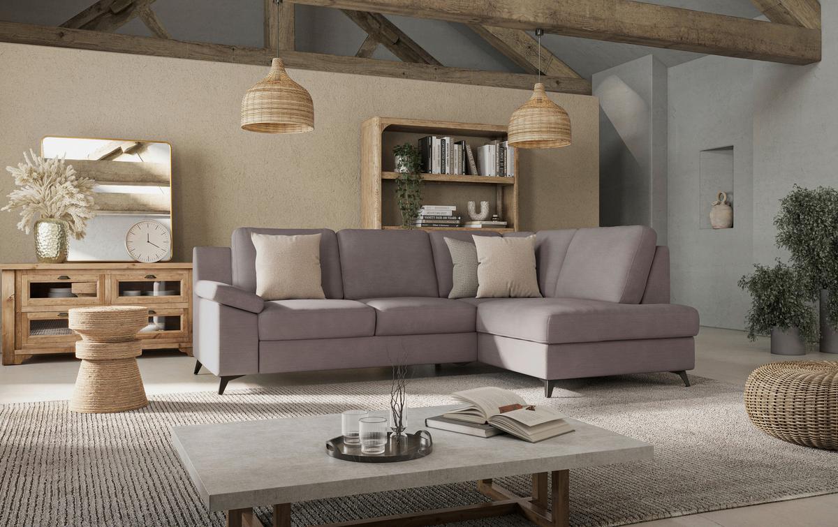 Ecksofa Boom, Taupe S: 242x170 Cm - Taupe/Schwarz, KONVENTIONELL, Textil (242/170cm) - Cotta