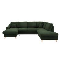 Wohnlandschaft Valentina Mit Schlaffunktion Dunkelgrün - Dunkelgrün/Naturfarben, KONVENTIONELL, Textil (150/301/200cm) - P & B