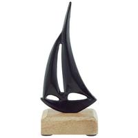 Dekoboot H: ca. 18cm, Boat - Schwarz/Braun, MODERN, Holz/Metall (8/5/18cm)