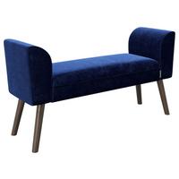 Hockerbank Tiffany Samt Blau H: 54,5 Cm Füße Mangoholz - Braun/Grau, MODERN, Textil (92,7/54,5/30cm) - Playboy