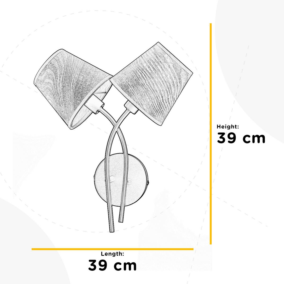 Wandleuchte 5067/ap2 - Eichefarben/Schwarz, KONVENTIONELL, Textil/Metall (39/20cm)