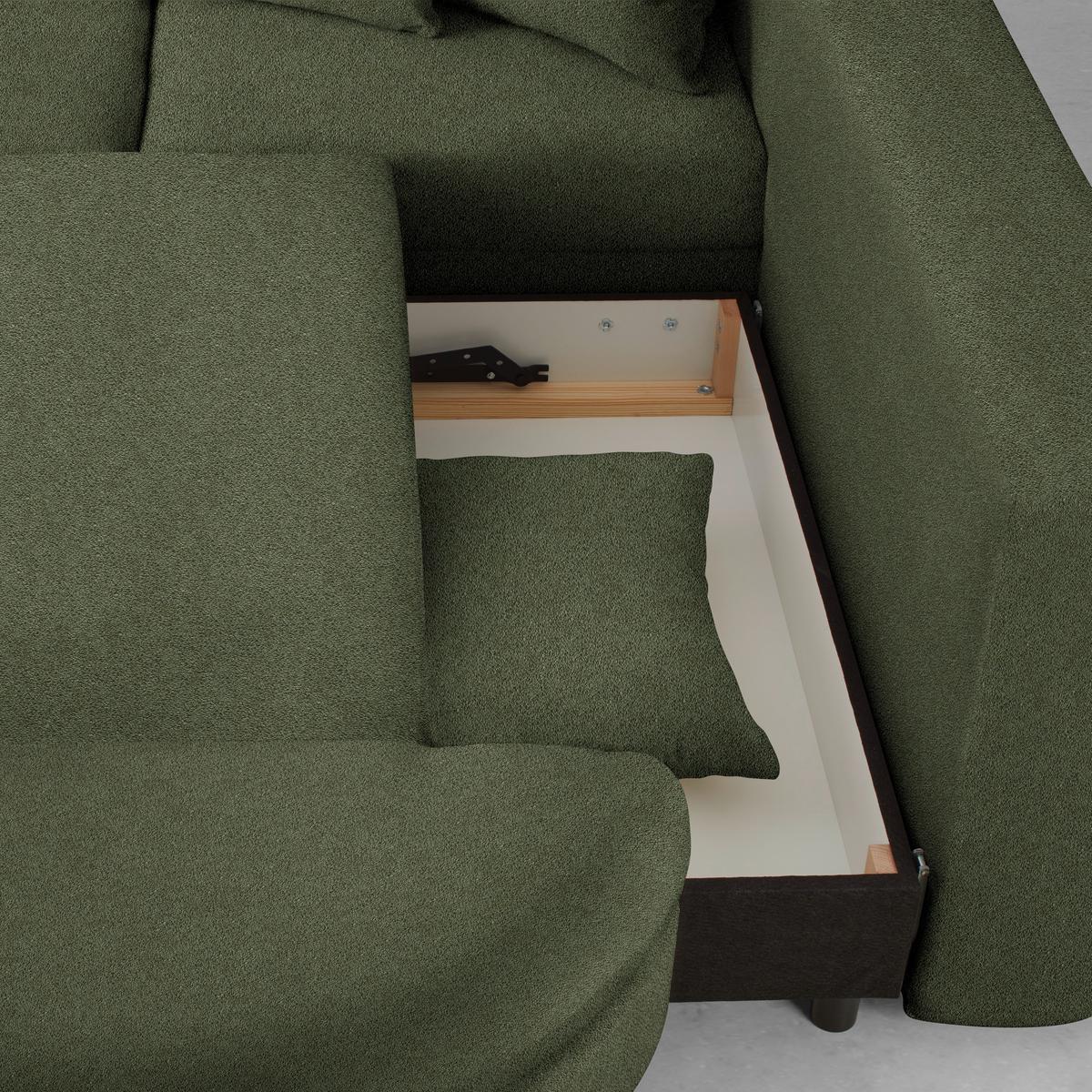 Rohová sedačka AXEL, pravá, olivově zelená žinylka - černá/olivově zelená, Moderní, kov/textil (291/250cm) - Mömax