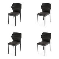 STUHL-SET LOUIS - Schwarz, MODERN, Leder/Metall (49/80/56cm) - MID.YOU