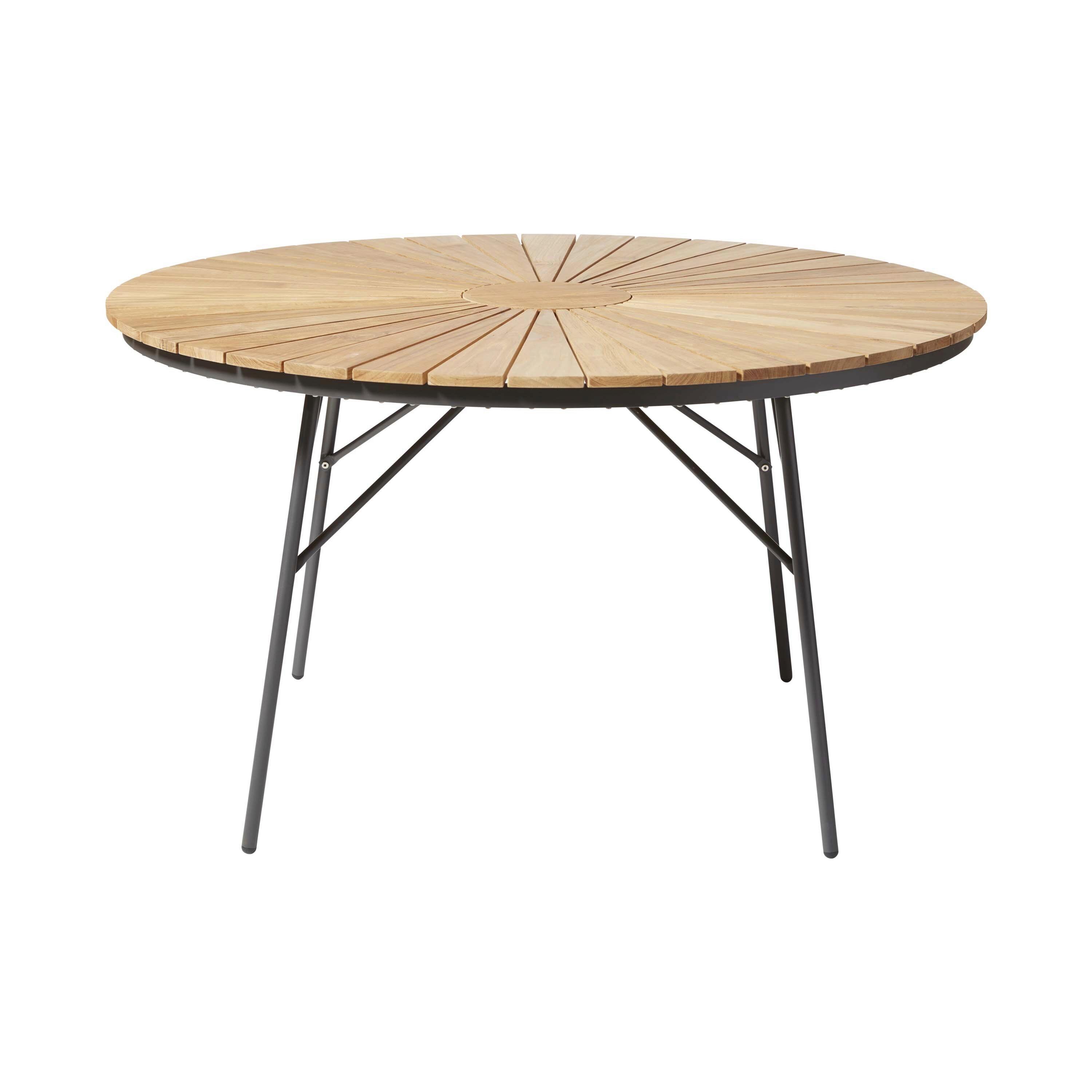 Gartentisch Ellen Metall/Holz Ø/H: ca. 130/74 cm - Anthrazit/Teakfarben, Natur, Holz/Metall (130/130/74cm) - Gardenson