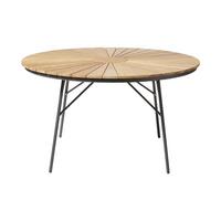 Gartentisch Ellen Metall/Holz Ø/H: ca. 130/74 cm - Anthrazit/Teakfarben, Natur, Holz/Metall (130/130/74cm) - Gardenson