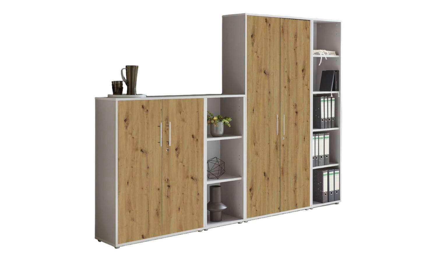 AKTENSCHRANK OFFICE EDITION - SW SET 4 - Hellgrau/Eiche Artisan, MODERN, Holzwerkstoff (128,5/185,6/33cm) - MID.YOU