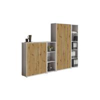 AKTENSCHRANK OFFICE EDITION - SW SET 4 - Hellgrau/Eiche Artisan, MODERN, Holzwerkstoff (128,5/185,6/33cm) - MID.YOU