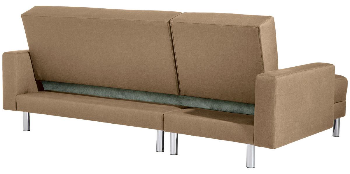 Ecksofa mit Schlaffunktion Just Fashion Sandfarben - Sandfarben/Chromfarben, KONVENTIONELL, Textil (152/230cm) - Max Winzer