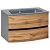 Waschbecken Mit Unterschrank Kopenhagen B: 80 Cm Grau/eiche - Eiche dunkel/Eichefarben, KONVENTIONELL, Glas/Holzwerkstoff (80cm) - Held