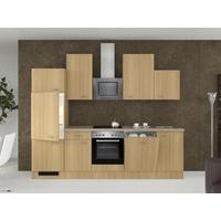 Küchenzeile Nano mit Geräten 280 cm Buche/Creme Dekor - Beige/Buchefarben, MODERN, Holzwerkstoff (280cm) - FlexWell