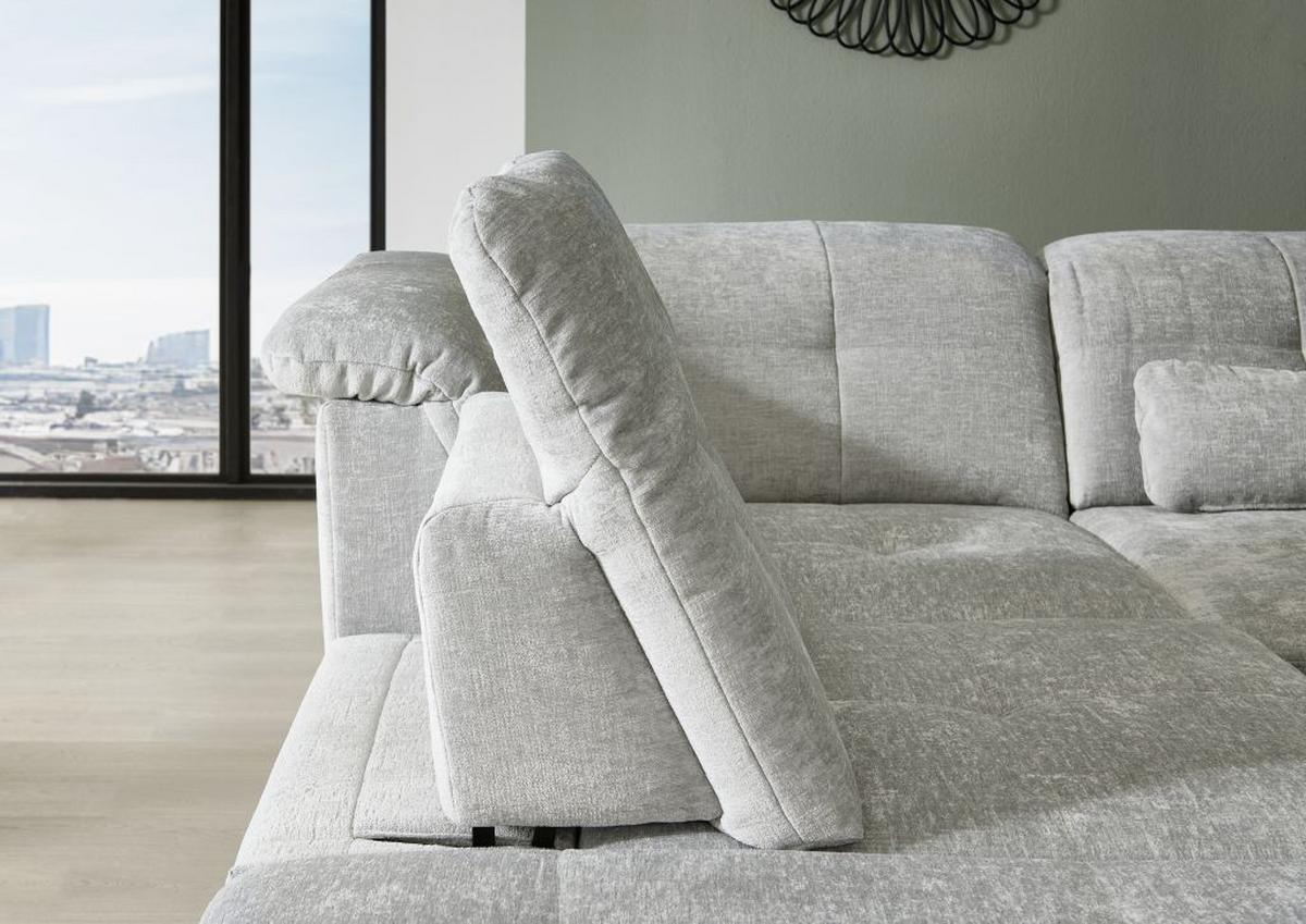 Sedačka SORENA L, ľavá, sv.sivá ženilka, bez funkcií - čierna/svetlosivá, Modern, kov/textil (255/311cm) - Premium Living