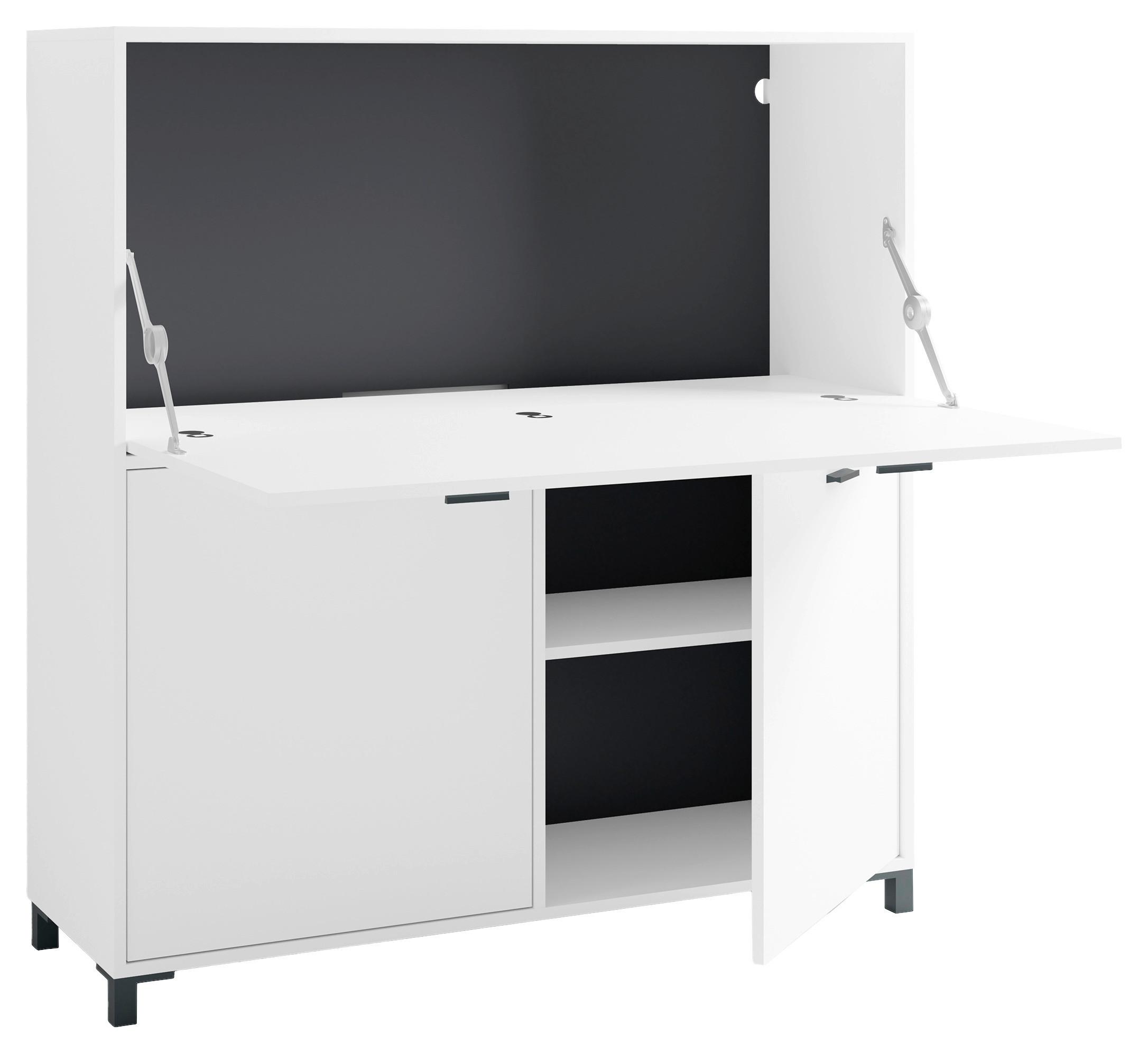 Sekretär Montana B: 120 cm inkl. Stauraum, Weiß, Schwarz