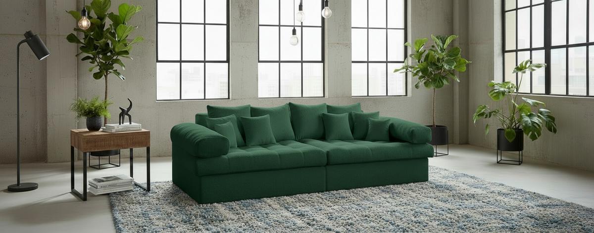 Bigsofa Naomi Grün B: 284 cm - Schwarz/Grün, Design, Textil (284/94/148cm) - Livetastic